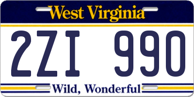 WV license plate 2ZI990