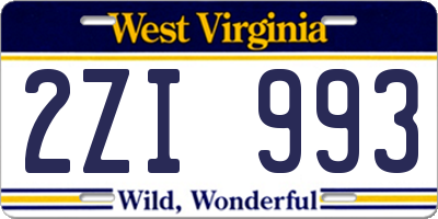 WV license plate 2ZI993
