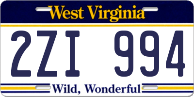 WV license plate 2ZI994