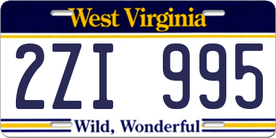 WV license plate 2ZI995