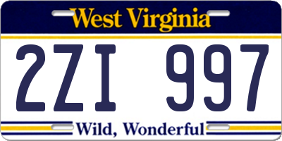 WV license plate 2ZI997