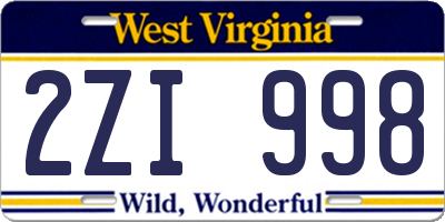 WV license plate 2ZI998