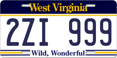 WV license plate 2ZI999