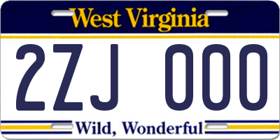 WV license plate 2ZJ000