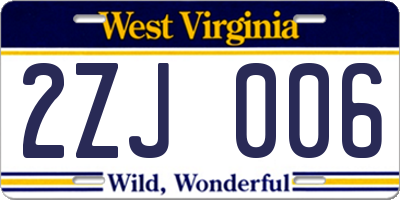 WV license plate 2ZJ006