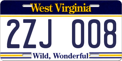 WV license plate 2ZJ008