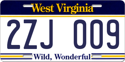 WV license plate 2ZJ009