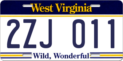 WV license plate 2ZJ011