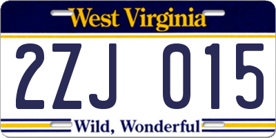 WV license plate 2ZJ015
