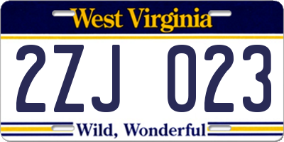 WV license plate 2ZJ023