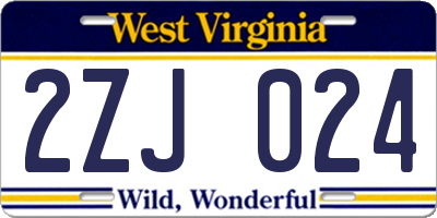 WV license plate 2ZJ024