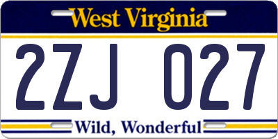 WV license plate 2ZJ027
