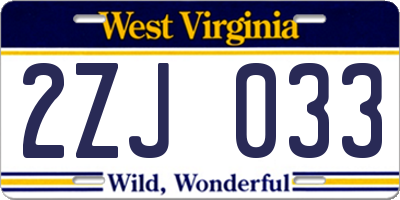 WV license plate 2ZJ033