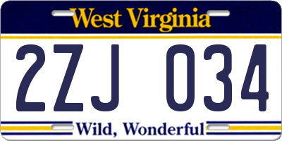 WV license plate 2ZJ034
