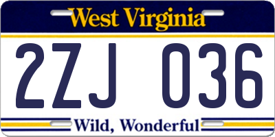 WV license plate 2ZJ036