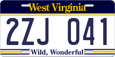 WV license plate 2ZJ041