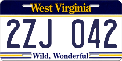 WV license plate 2ZJ042