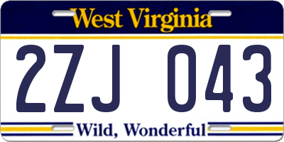 WV license plate 2ZJ043