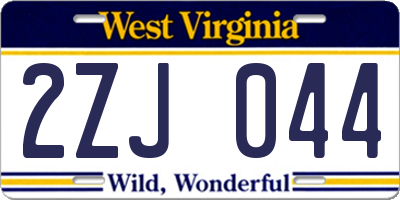 WV license plate 2ZJ044
