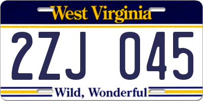 WV license plate 2ZJ045