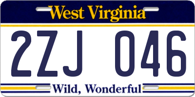 WV license plate 2ZJ046