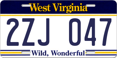 WV license plate 2ZJ047