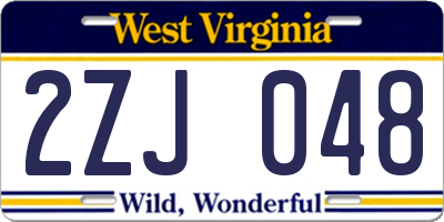 WV license plate 2ZJ048