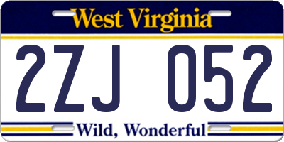 WV license plate 2ZJ052