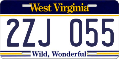 WV license plate 2ZJ055