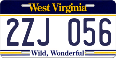 WV license plate 2ZJ056