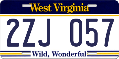 WV license plate 2ZJ057