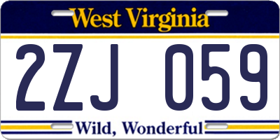WV license plate 2ZJ059