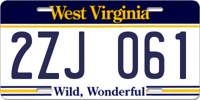 WV license plate 2ZJ061