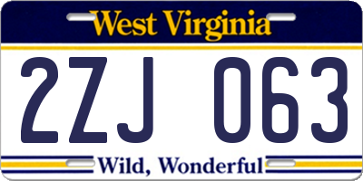 WV license plate 2ZJ063