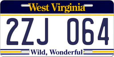 WV license plate 2ZJ064
