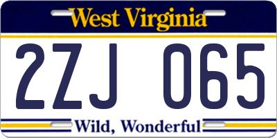 WV license plate 2ZJ065