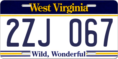 WV license plate 2ZJ067