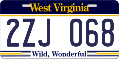 WV license plate 2ZJ068