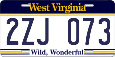WV license plate 2ZJ073