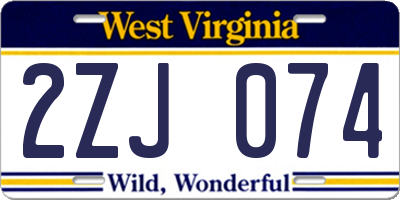 WV license plate 2ZJ074