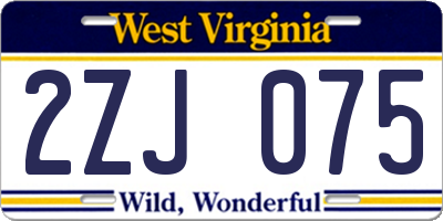 WV license plate 2ZJ075