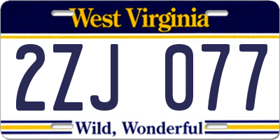 WV license plate 2ZJ077