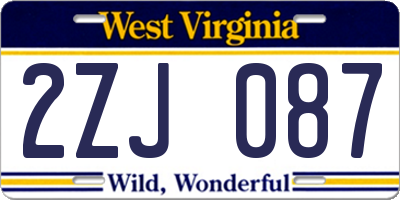 WV license plate 2ZJ087