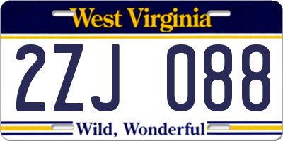 WV license plate 2ZJ088