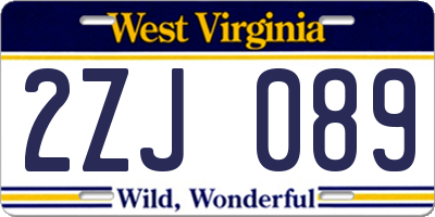 WV license plate 2ZJ089