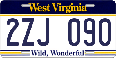 WV license plate 2ZJ090