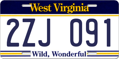 WV license plate 2ZJ091