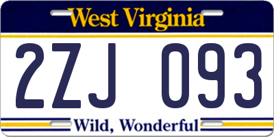 WV license plate 2ZJ093