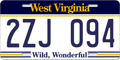 WV license plate 2ZJ094