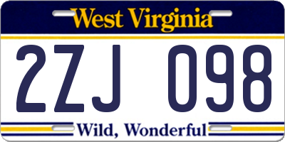 WV license plate 2ZJ098